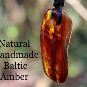 Natural Handmade Baltic Amber Amulet Pendant – 40 Million Year Old Gemstone – Unisex Eco Jewelry