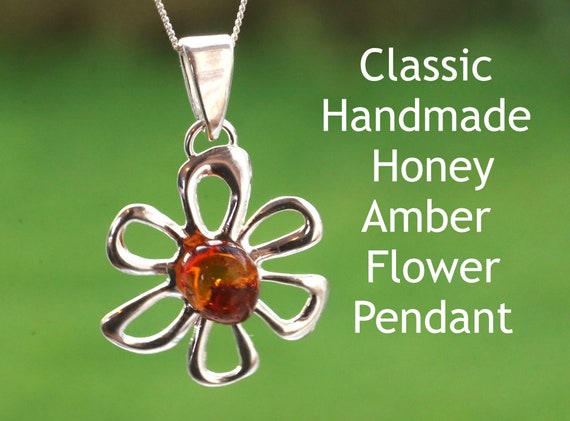 Baltic Amber Flower Drop Necklace Baltic Amber Flower Drop Necklace