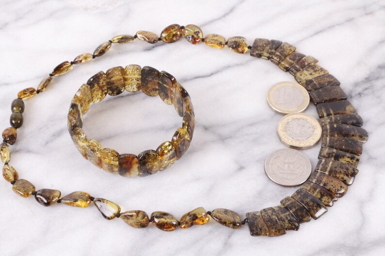 Xmas Gift Set for Mum Egyptian Style Amber Necklace and Bracelet Eco Necklace SetGreen Amber NecklaceJeweleryCleopatra Necklace Set
