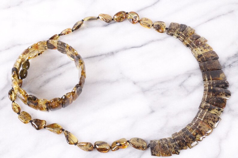 Xmas Gift Set for Mum Egyptian Style Amber Necklace and Bracelet Eco Necklace SetGreen Amber NecklaceJeweleryCleopatra Necklace Set
