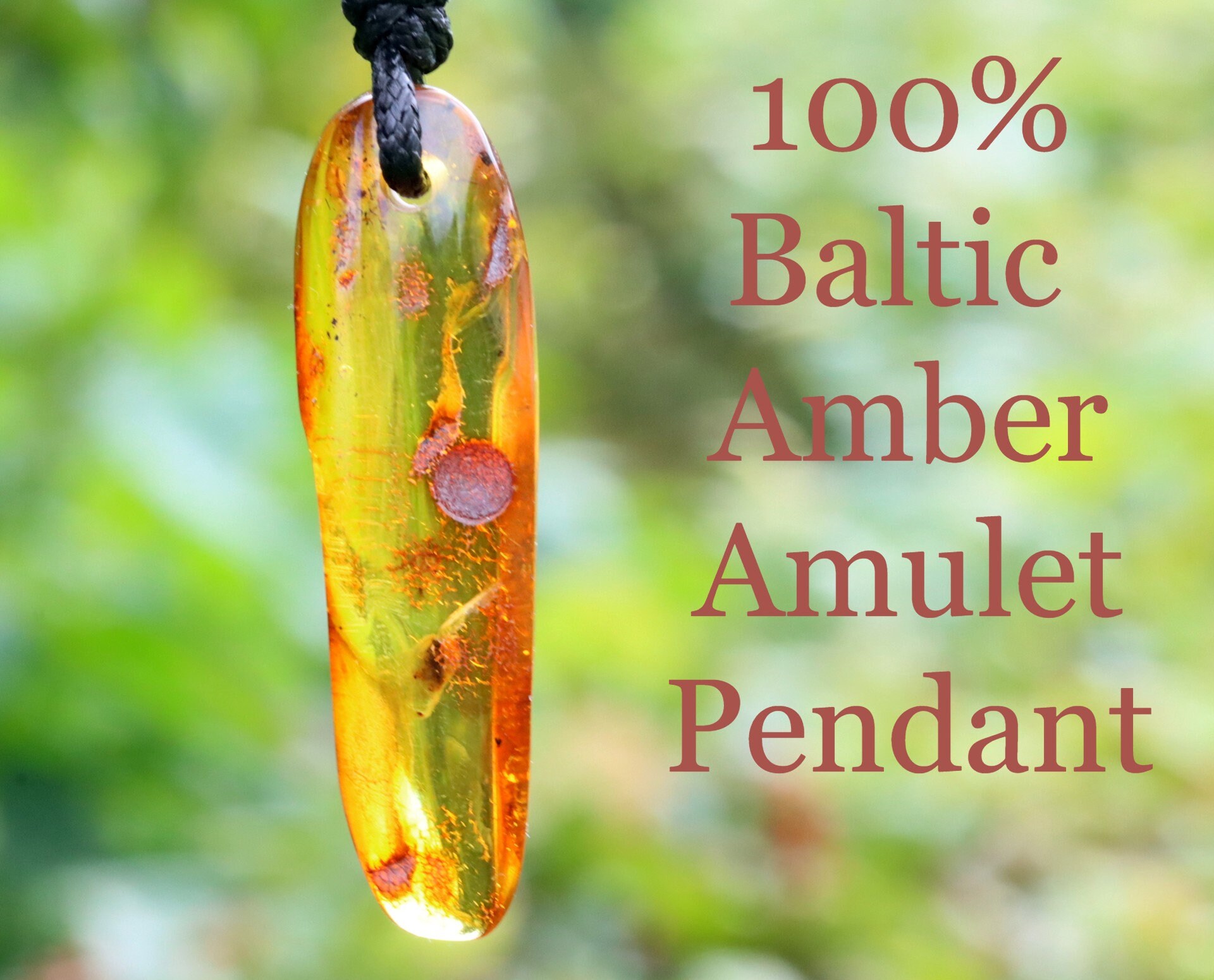 Droplet of Baltic Amber Pendant / Long Baltic Amber  Amulet Pendant /  Pendant for protection and grounding / Earth Gift / Medieval Costume