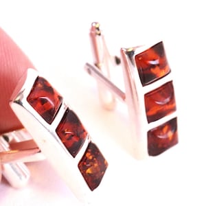 Luxury Sterling Silver & Baltic Amber Cufflinks – Collector’s Grade Men’s Gift | 40 Million Year Old Amber Gemstones Stylish Gift for Men