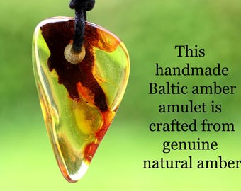 Pendentif Amulette En Ambre Naturel De La Baltique - Perles D'ambre Authentique Lituanie - Neuf