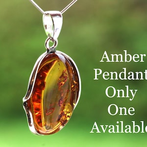 Sterling Silver Baltic Amber Pendant – One-of-a-Kind Gemstone / For Lovers of Natural Beauty