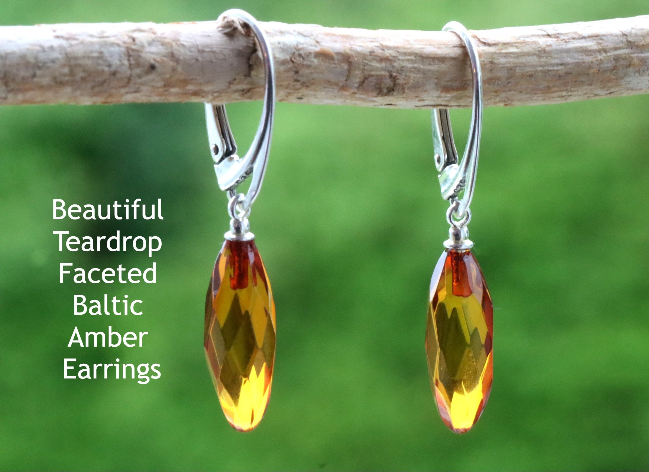 Amber teardrop hotsell earrings