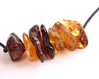Baltic Amber Natural Jewelry / Polished Tumbled Gem Necklace for Protection and Luck / Natural Nordic Amber Stone Energy Necklace