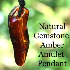 Eco Jewellery / Amber Amulet Pendant / Natural Gemstone Amber Amulet Pendant / Unique One of a kind / Use for Anxiety Ease / Warm Crystal