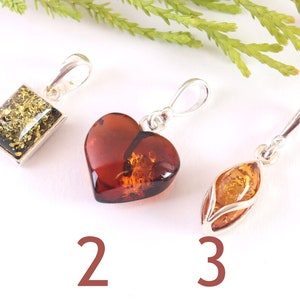 Choose The One You Love Dainty Baltic Ambe Pendants Choose 1, 2 or 3 Classic Gifts / Amber Gem / 925 Sterling Silver Amber Gem Pendant image 2