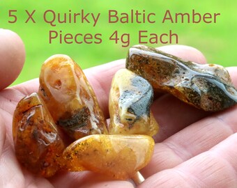 Wholesale Offer 5x Tumbled Baltic Amber Gemstones  | Natural Healing Crystals, Meditation Stones, FREE Drilling Option
