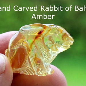 Rabbit Amber Figurine / Natural Baltic Hand Carved Amber Figurine ...