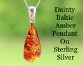 Dainty Honey Baltic Amber Teardrop Pendant / Classic Drop Amber Gemstone Choose 1, 2 or 3 / 925 Sterling Silver Elegant Ladies Jewelry Gift product logo