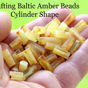 Offerta speciale - Perline cilindriche in ambra baltica da 15 grammi = 50 pezzi / Autentica ambra baltica con certificato / Finitura opaca non lucida