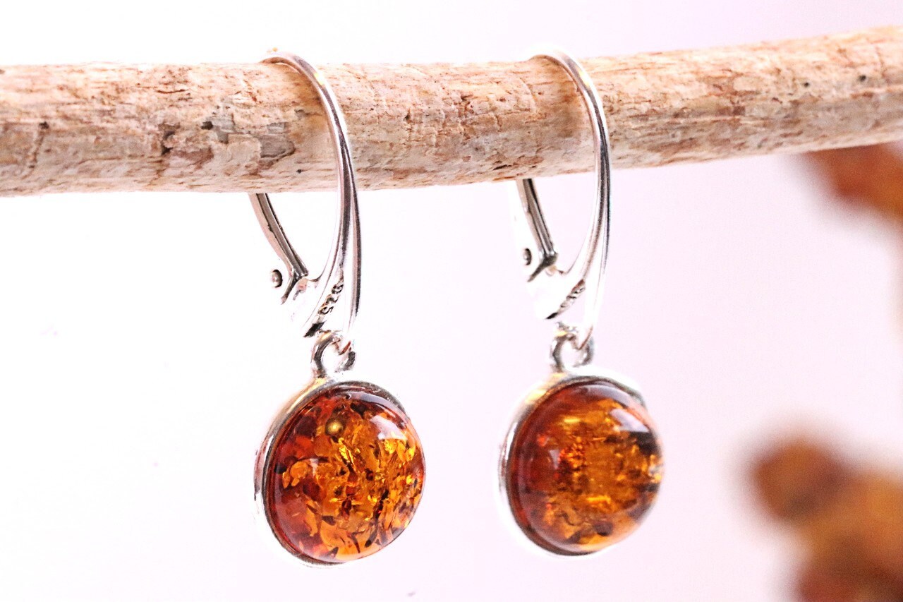 Set di orecchini e ciondolo in ambra - Gioielli in argento sterling e ambra - Set di gioielli in vera ambra baltica - Gioielli da regalo - Gioielli