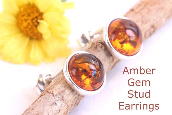 Baltic amber stud earrings sale
