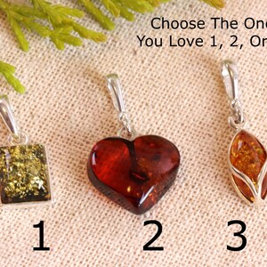 Choose The One You Love Dainty Baltic Ambe Pendants Choose 1, 2 or 3 Classic Gifts / Amber Gem / 925 Sterling Silver Amber Gem Pendant image 3