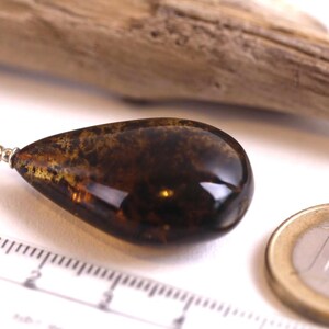 Natural Handmade Green Amber Pendant on Sterling Silver / Gemstone Eco Amber Jewelry image 5
