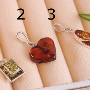 Choose The One You Love Dainty Baltic Ambe Pendants Choose 1, 2 or 3 Classic Gifts / Amber Gem / 925 Sterling Silver Amber Gem Pendant image 6