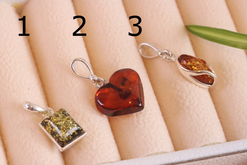 Choose The One You Love Dainty Baltic Ambe Pendants Choose 1, 2 or 3 Classic Gifts / Amber Gem / 925 Sterling Silver Amber Gem Pendant image 6