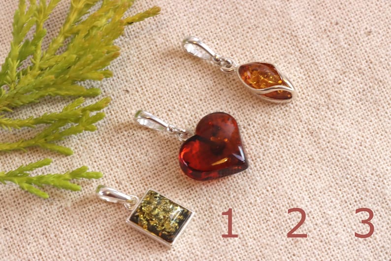 Choose The One You Love Dainty Baltic Ambe Pendants Choose 1, 2 or 3 Classic Gifts / Amber Gem / 925 Sterling Silver Amber Gem Pendant image 5