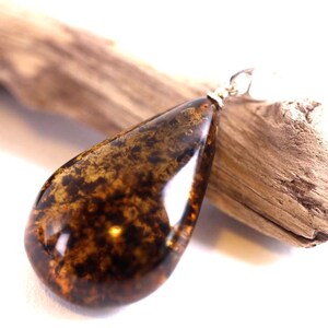 Natural Handmade Green Amber Pendant on Sterling Silver / Gemstone Eco Amber Jewelry image 4