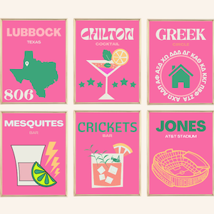 Lubbock, TX TTU Pink & Green Digital Wall Prints
