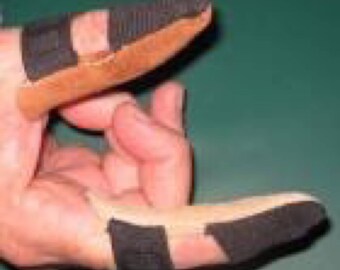 Leather Thumb & Finger Guards. Comes in sizes small, medium or large. Sold in Singles or Sets
