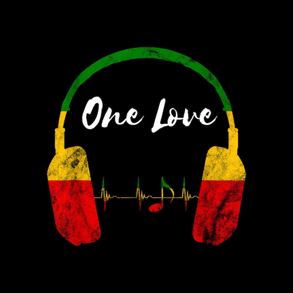 Rasta Reggae Music Headphones Jamaican Pride One Love PNG Digital