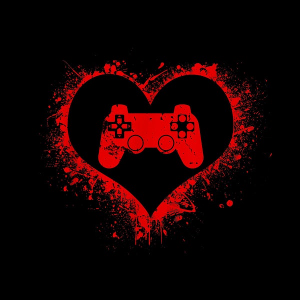 Gamer Heart Valentines Day Video Games Boys Kids Teens PNG Digital