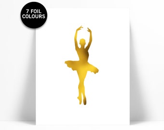 Ballerina Art Print - Gold Foil Print - Ballet Dancer Poster - Dance Art - Gold Foil Ballerina - Ballet Art Work - Nursery Art - Dance Print