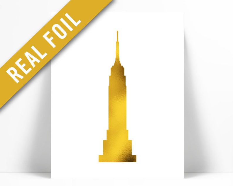 Empire State Building Gold Foil Print Real Foil Art New Etsy