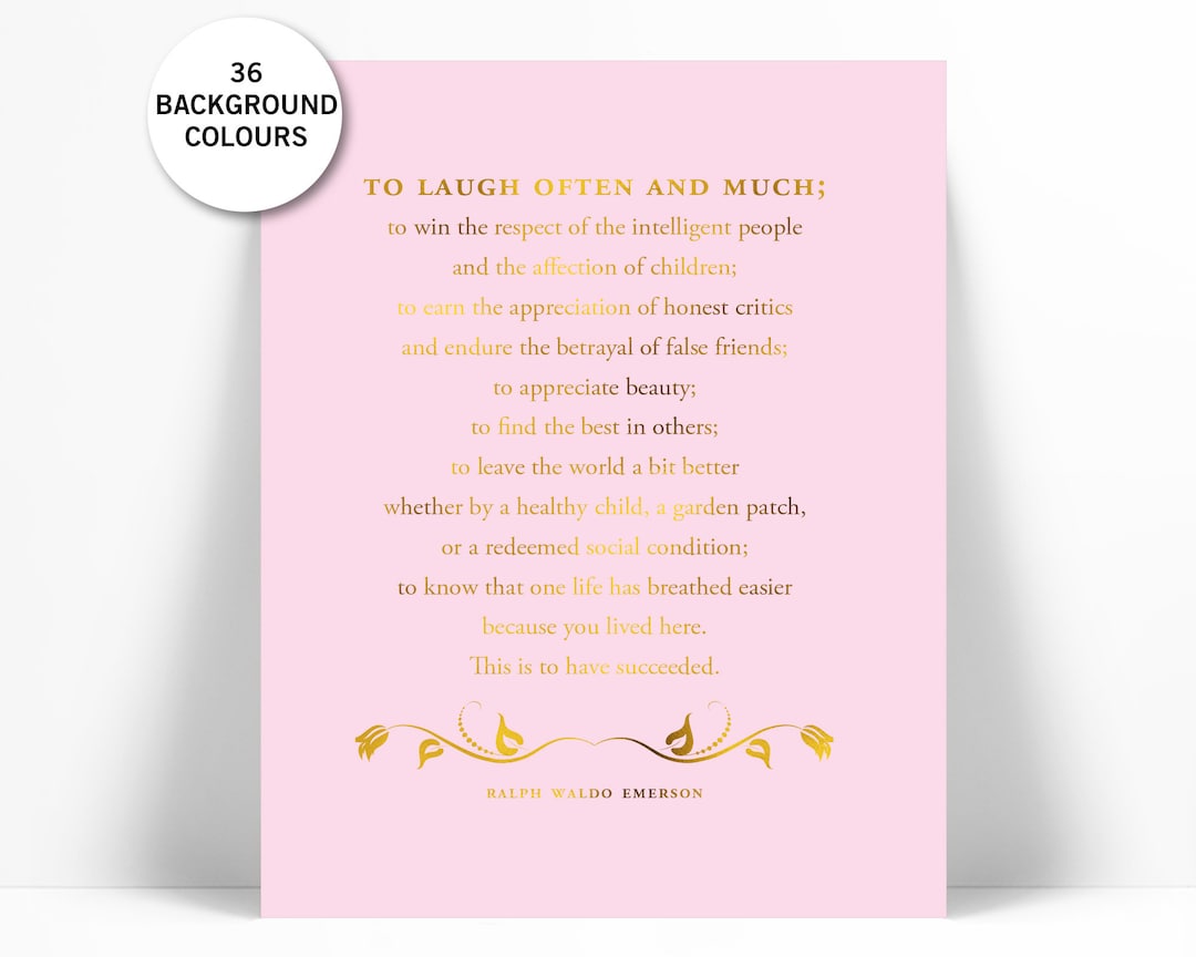Ralph Waldo Emerson Quote Gold Foil Art Print to Laugh Often - Etsy