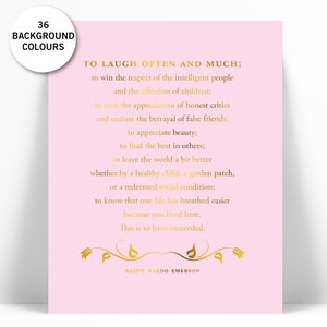 Ralph Waldo Emerson Quote Gold Foil Art Print to Laugh Often - Etsy