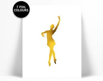 Ballerina Art Print - Gold Foil Print - Ballet Dancer Poster - Dance Art - Gold Foil Ballerina - Ballet Art Work - Nursery Art - Dance Print