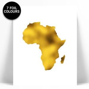 Africa Map - Gold Foil Print - Gold Africa Print - Gold Foil Map - Geography Travel Poster - Africa Wall Art - Africa Map Decor - Gold Art