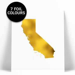 California Print - Gold Foil Print - California Map Art Print - Travel Poster - California Art - United States Art Print - Map Wall Decor