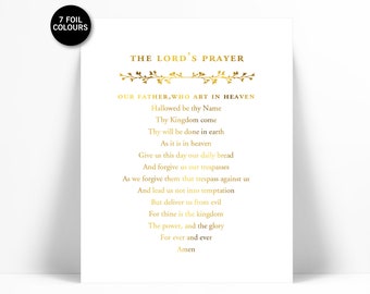 The Lord's Prayer Gold Foil Art Print - Inspirational - Christian Gift - Christian Home Decor - Christian Quote Poster - Christian Prayer