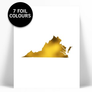 Virginia Gold Foil Art Print - Virginia Poster - Travel Poster - United States Map Print - Gold Virginia Map - American State Map - US Map