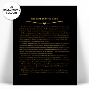 The Hippocratic Oath Gold Foil Art Print - Hippocrates Medical Quote Poster - Doctor Medical Student Gift - Inspirational Art - Graduation