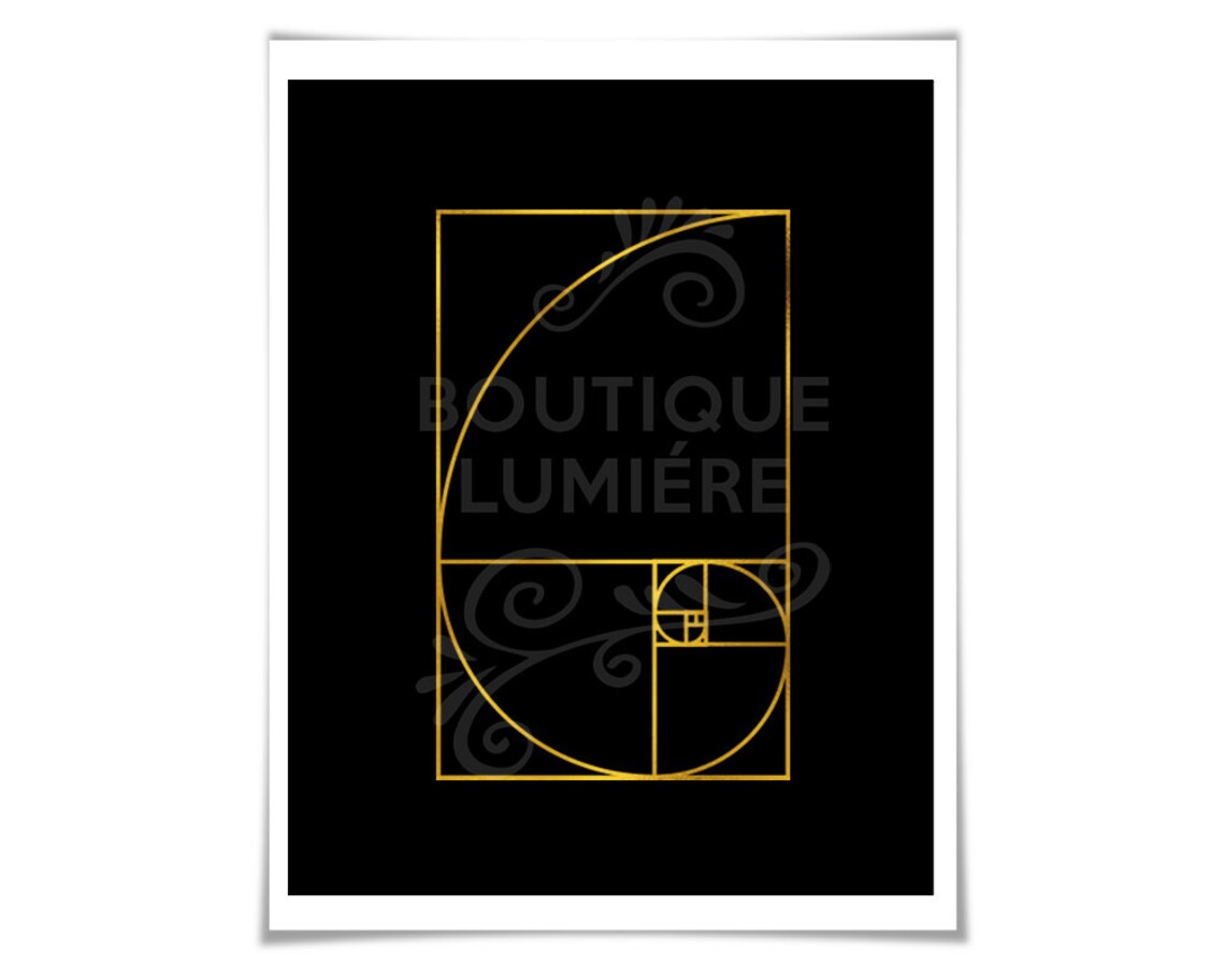Golden Ratio Art Print - Gold Foil Print - Math Art Print - Math Wall ...