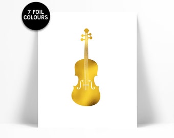 Violin Gold Foil Art Print - Gold Foil Print - Musical Instrument - Violin Poster - Gift for Musician - Classical Music Art Decor