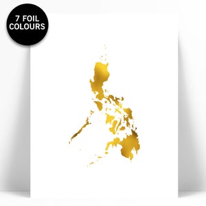 Philippines Map Gold Foil Art Print - Philippines Print - Gold Foil Map - Geography Travel Poster - Philippines Poster - Asia Country Map