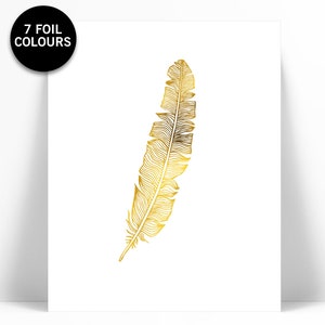 Feather Art Print - Real Gold Foil Print - Gold Feather Poster - Feather Art - Gold Nature Art Print - Gold Nature Poster - Foil Feather Art