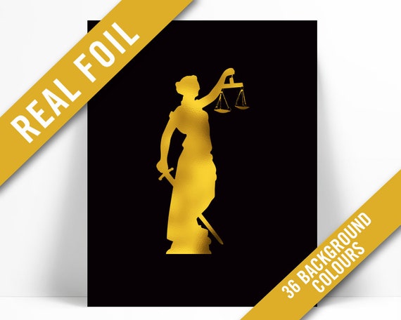 Scales of Justice Gold Foil Art Print Real Gold Foil Art | Etsy