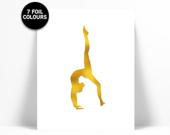 Gymnastic Art Print - Gold Foil Print - Gymnast Poster - Sports Art Print - Gold Foil Gymnast - Athlete Art Work - Nursery Art - Foil Print