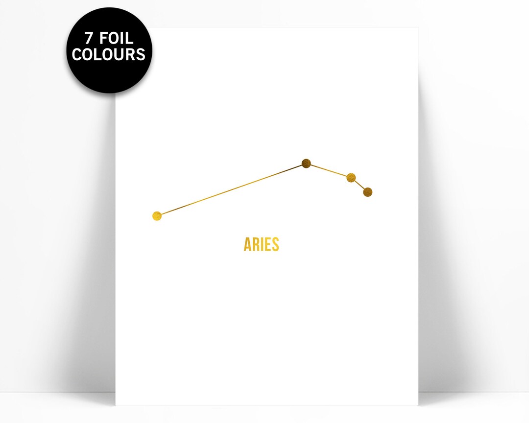 Aries Art Print Gold Foil Print Astrology Poster Zodiac Stars