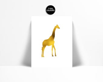 Giraffe Art Print - Gold Foil Print - Animal Poster - Childrens Art - Wildlife Art Print Decor - Nature Poster - Giraffe Poster - Safari Art