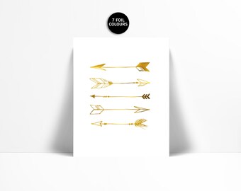 Arrows Gold Foil Art Print - Gold Nursery Wall Art - Arrows Poster - Love Arrows Print - Tribal Art Print - Gold Arrow Print - Tribal Arrows