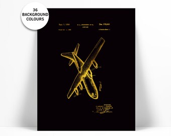 Lockheed C-130 Hercules Airplane Patent Gold Foil Print - Vintage Airplane Poster - Pilot Gift - Gold Foil Airplane Art - Aviation Print 1