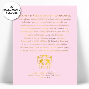 Gay Marriage Supreme Court Decision Gold Foil Art Print - Same Sex Wedding Poster - Human Civil Rights - Marriage Equality - LGBTQ Pride Art