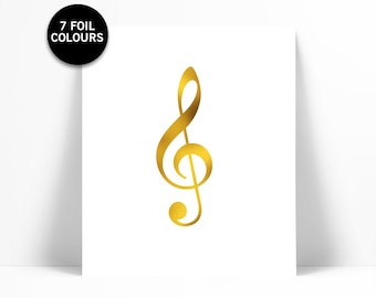 Treble Clef Gold Foil Art Print - Gold Foil Print - Musical Notation - Music Poster - Gift for Musician - Classical Music Decor - Music Art